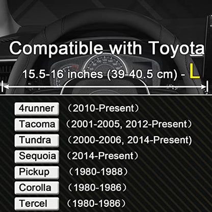 West Llama Customized Auto Car Steering Wheel Cover for Toyota Tacoma,4Runner,Tundra,Sequoia,15.5-16 inch (Black-Large Size) - color: A-Black, size: Large Size (15 ½''-16'')