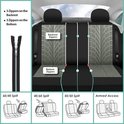 FH Group Three Row Set 7 Seater Gray Travel Master Car Seat Covers, Airbag and Split Rear Car Seat Cover Universal Fit Interior Accessories for Cars Trucks & SUV Automotive Seat Covers - color: Gray