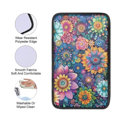 Boho Blossom Print Arm Rest Cover for Car Center Console Cushion Pad for SUV,Soft Armrest Pads - color: Boho Blossom