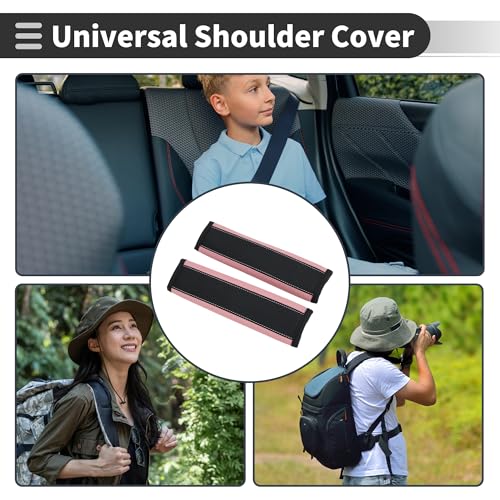 Black Pink Seat Belt Cover Pad Faux Leather 24cm Seatbelt Strap Cushion Shoulder Padding 2 Pcs - color: Black,Pink
