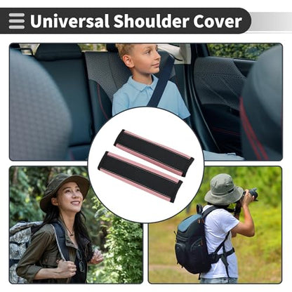 Black Pink Seat Belt Cover Pad Faux Leather 24cm Seatbelt Strap Cushion Shoulder Padding 2 Pcs - color: Black,Pink