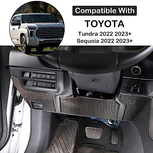 Aunginsy Car Driver's Lower Knee Pad Panel Trim Sticker Compatible with Toyota Tundra/Sequoia 2022 2023 2024 Pickup Truck Real Carbon Fiber Decorative Sticker Protection Cover Interior Accessories - size: Driver's Lower Knee Pad Panel Sticker
