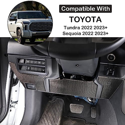 Aunginsy Car Driver's Lower Knee Pad Panel Trim Sticker Compatible with Toyota Tundra/Sequoia 2022 2023 2024 Pickup Truck Real Carbon Fiber Decorative Sticker Protection Cover Interior Accessories - size: Driver's Lower Knee Pad Panel Sticker
