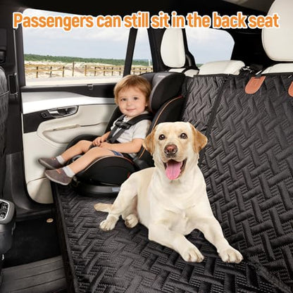 YJGF Dog Car Seat Cover for Back Seat,Back Seat Pet Cover for Dogs,Waterproof Scratchproof Rear Bench Seat Cover Protector (Black, L) - size: L