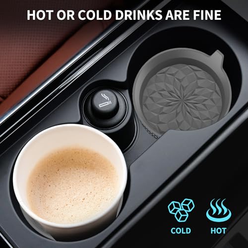 ME.FAN Car Cup Coasters [4 Pack] Silicone Cars Coasters - Universal Non-Slip Recessed Interior Accessories - Cup Holder Inserts Deep Grey - color: 4pack-deep Grey