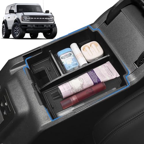 2026 Upgrade Center Console Organizer fit for 2025 2026 Ford Bronco 4 Door Bronco Center Console Storage with Rubber Mats for Ford Bronco 2025+ Storage Accessories|Not for 2 Dooor/Manual/Sport Model| - size: Single
