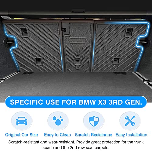 Powerty Backrest Mat for 2018-2024 BMW X3 G01 Accessories Rear Back Seat Protector TPE All Weather Second Row Seats Back Cover 3 Packs - size: Backrest Mat｜For｜18-24｜BMW X3