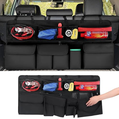 Car Trunk Organizer, Upgraded Version Expand Space Hanging Trunk Organizer with Adjustable Straps, Collapsible Waterproof Suv Trunk Organizers, Sturdy Space Saver Frees for SUV, Truck