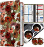 Slohif Car Registration and Insurance Holder - Flower Vehicle Glove Box Organizer Women with Magnetic Shut Leather Automobile License Holders Coasters Auto Accessories Case for Document - color: Boho Flowers