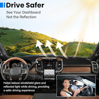 Dash Cover Mat Compatible with Dodge RAM 1500/2500/3500 2019 2020 2021 2022 2023 2024 2025 2026 Car Interior Dashboard Cover Mat Nonslip Dashmat Sunshade Glare UV Rays Protector Accessories Custom Fit - size: Compatible with 1500/2500/3500 2019-2025