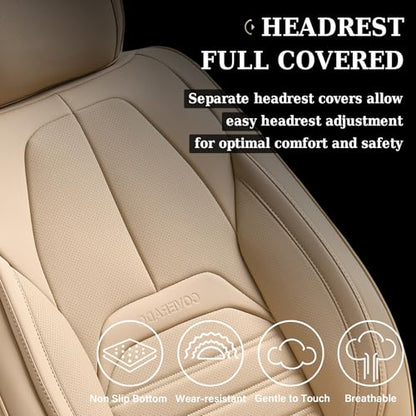 Coverado Seat Covers, Car Seat Covers Front Seats, Automotive Seat Covers, Waterproof Nappa Leather Car Seat Cover, Car Seat Cushion, Beige Seat Covers Carseat Cover Universal Fit for Most Cars - color: Beige-A, size: Front