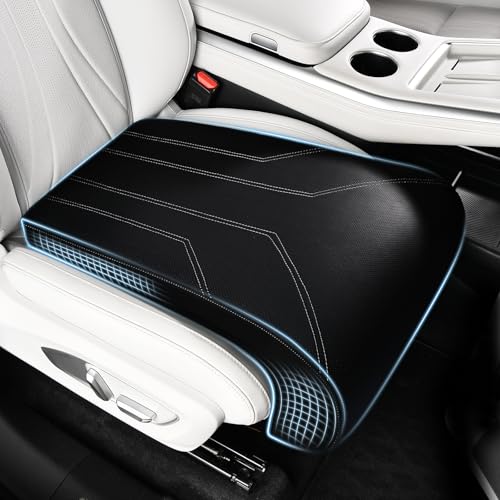 Car Seat Extender Leather Car Seat Extender Leg Support Cushion for Driver Seats Office Chair Car Seat Cushion Legs Rest Pads-Dark Black - color: Red Black