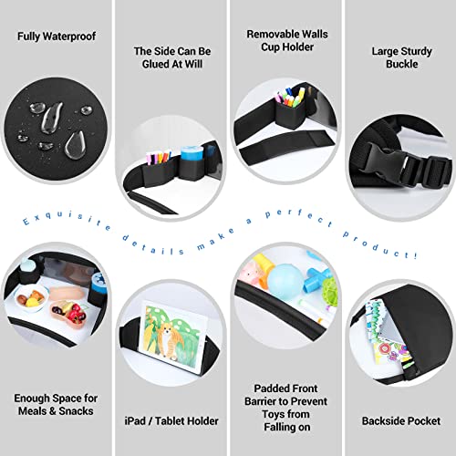 COOLBEBE Kids Travel Tray for Toddler Car Seat, Travel Tray for Airplane, Toddler Car Seat Lap Tray, Carseat Table Tray for Kids Travel Activities (Black -2PCS) - color: Black -2PCS