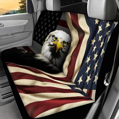 AFPANQZ 3D Eagle Flag Print Car Back Seat Covers Protector Rear Car Seat Cushion Dust and Scratch Proof Washable Auto Bench Protective Universal Fits Car, Truck, SUV, Van - color: 3D Eagle Flag Print