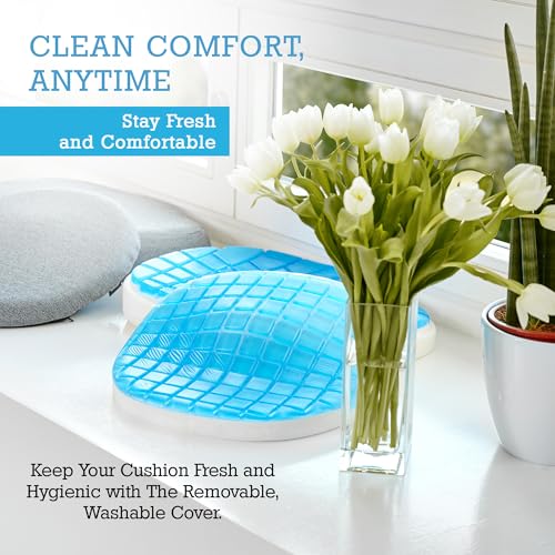 Technogel Cooling Seat Cushion – Memory Foam Gel Seat Pad for Office Chair, Car Seat, Airplane – Sciatica, Hip & Coccyx Pain Relief – Ergonomic Cooling Cushion for Long Sitting – 16x16 Inches
