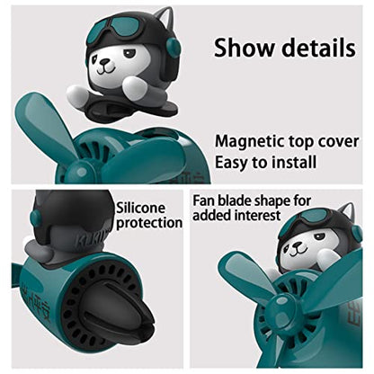 2 Pieces Car Air Fresheners, Cute Bear Pilot Car Diffuser, Propeller Air Outlet Vent Fresheners, Suitable for Automotive Interior Decoration (dog（A+B）)