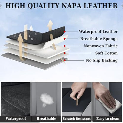 Coverado Car Seat Covers, Rear Seat Covers Leather Car Seat Covers Waterproof Back Seat Cover for Cars, 3-Pieces Seat Covers Backseat Universal Seat Cushion Protector for Most Cars Trucks, Gray&Black - color: Gray&Black