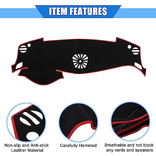 Car Dashboard Cover Compatible for Nissan Altima 13-18, Protective Polyester Red Center Console Interior Trim Dash Cover Mat Pad