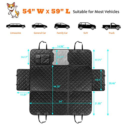 URPOWER 6-in-1 Dog Car Seat Cover for Back Seat, Waterproof Dog Car Hammock with Mesh Window, Non-Slip Pet Backseat Protector for Cars, Trucks and SUVs