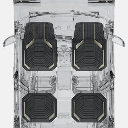 PIC AUTO Heavy Duty Rubber Floor Mats, Gray Aluminum Film Car Mats Set, Front and Rear Car Mats with Anti-Slip Backing, All Weather Protection, Trim-to-Fit for Automotive SUV, Sedan, Van - color: Gray
