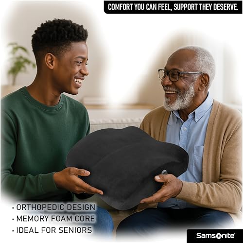 Samsonite Car Seat Cushion Curved Pillow - Butt Cushions for Office Chairs, Car Seat Back Support Pillow Tailbone Support Cushion