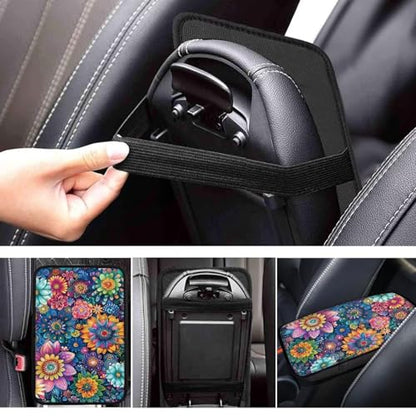 Boho Blossom Print Arm Rest Cover for Car Center Console Cushion Pad for SUV,Soft Armrest Pads - color: Boho Blossom