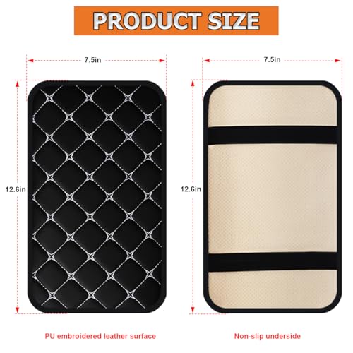 HZEL Car Center Console Cushion Pad, PU Leather Vehicle Armrest Protection Cover, Waterproof Automotive Interior Arm Rest Seat Box Mat Accessories, Universal for SUV, Sedan, Truck (Black/White) - color: Black/White