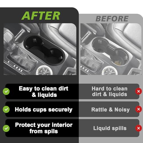 Muslogy Center Console Cup Holder Inserts Compatible with 2021-2026 Ford Bronco Accessories Middle Console Armrest Front Drink Stopper Non-Slip Silicone Rubber Organizer Drink Cup Holder Organizer - size: 25 Bronco Cup Holder