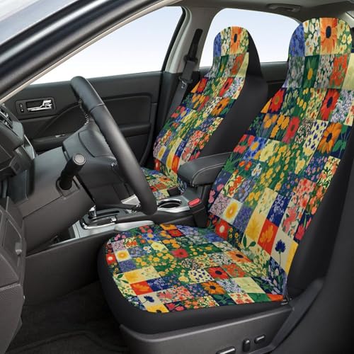 Floral Patchwork Quilt Universal Car Seat Cover Automotive Seat Covers Compatible Universal Fit for SUV Van Trucks - size: Frontseat2PCS