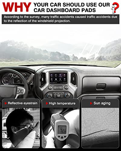 Autorder Dashboard Cover Mat for 2014-2018 Chevy Chevrolet Silverado/GMC Sierra 1500, 2015-2019 Silverado/GMC Sierra 2500HD 3500HD Accessories Dash Cover Flannel Sunshade Glare UV Rays Protector - size: 2014-2018 Silverado