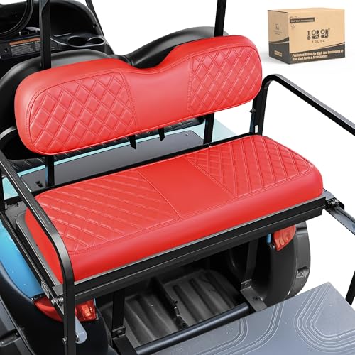 10L0L Golf Cart Seat Cover Universal Leather Rear Seat Cover for Yamaha, EZGO, Club Car - Soft PU Leather and Fitting Memory Foam, 3D Diamond Pattern, Durable Waterproof, Easy to Clean