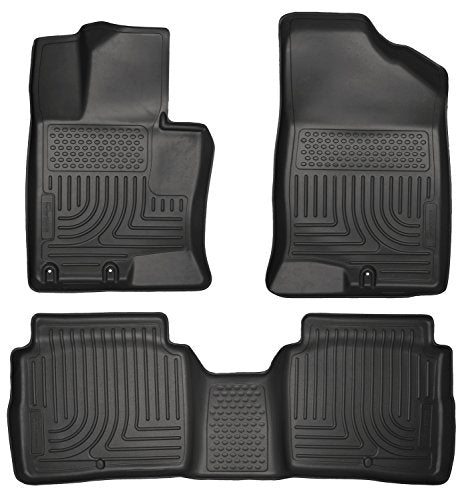Husky Liners Weatherbeater Floor Mats | Fits 2011-2015 Kia Optima | Front & 2nd Row, 3-pc Black - 99691