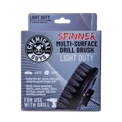 Chemical Guys ACC506 Light Duty Spinner Multi-Surface Drill Brush Attachment (Fits Any Standard Drill - Power Scrubber Removes Stains & Gently Cleans Upholstery, Fabric and Carpet), Gray - style: Light Duty