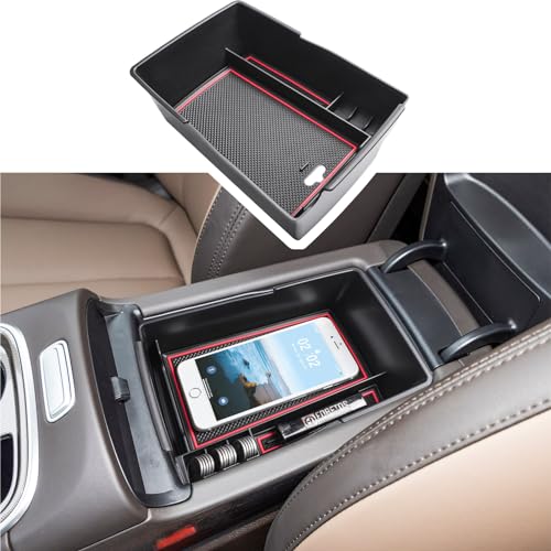 Center Console Organizer Tray Compatible with Hyundai Santa Fe TM 2021 2022 2023 Accessories and Santa Fe SEL 2022 2023 Interior Secondary Armrest Storage Box ABS Insert Tray, Red Trim - color: Red