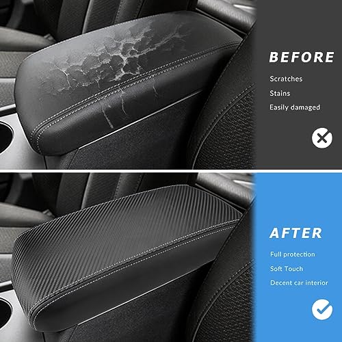 INTGET Car Center Console Armrest Cover for Kia Optima Accessories 2016 2017 2018 2019 2020 Leather Middle Console Arm Rest Box Lid Seat Cover Protector Cushion Saver (Carbon Fiber Texture) - color: Carbon Fiber Texture