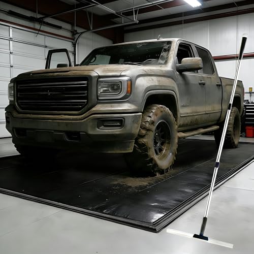 MIALUTY® Garage Floor Mat,(8'6" x 20'),Heavy Duty PVC Under Car Containment Mat with Raised Edge Waterproof Oil-Proof Non-Slip Against Snow Rain Mud All-Weather Easy to Clean - size: 8'6" x 20'