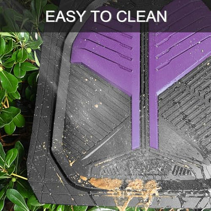 CAR PASS Heavy Duty Rubber Car Mats, Deep-Dish Car Floor Mats All Weather, Universal Two-Tone Trim-to-Fit for SUVs Trucks Sedans, Waterproof Anti-Slip, 3 Pieces V12 Black and Metallic Purple - color: Black and Purple