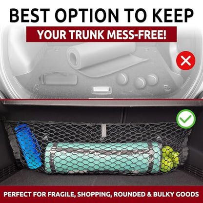 Envelope Style Automotive Elastic Trunk Mesh Cargo Net for Hyundai Kona Hybrid 2018-2026 - Premium Trunk Organizers and Storage - Luggage Net for Crossover - Best Car Organizer for Hyundai Kona EV