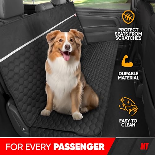 Motor Trend Dog Car Seat Cover for Back Seat - Waterproof Non-Slip Scratch-Resistant Back Seat Pet Cover for Dogs - Universal Fit Dog Accessories for Cars, Trucks, SUV, & Vans - Black - style: Rear Bench Cover