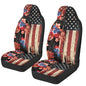 2 Piece Car Seat Covers Easy to Install American Flag Hibiscus Front Seats Elastic Polyester Cover Anti-Slip Auto Interior Accessories Universal Fit for Most Vehicles - color: American Flag Hibiscus