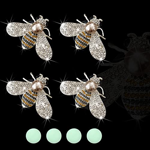 Bling Bee Air Vent Clips, 4 Pcs Crystal Car Air Fresheners Vent Clips Car Diffuser Vent Clip Rhinestone Diamond Bee Decoration Interior Decor Bling Accessories for Women (4 Pcs Bee)