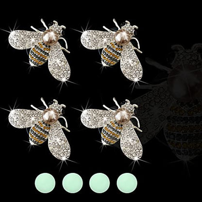 Bling Bee Air Vent Clips, 4 Pcs Crystal Car Air Fresheners Vent Clips Car Diffuser Vent Clip Rhinestone Diamond Bee Decoration Interior Decor Bling Accessories for Women (4 Pcs Bee)