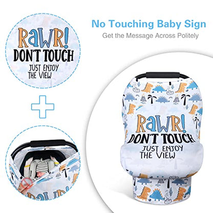 Metplus Car Seat Cover Baby, No Touch Sign Carseat Canopy, Nursing Breastfeeding Covers, Stretchy Universal Fit, Multi-Use for Stroller/Shopping Cart/High Chair, Gender Neutral Shower Gift - color: Dinosaur