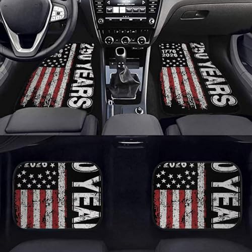 American Flag Car Mats for Cars 4 Pcs Universal Front Rear Car Rugs 1776-2026 250th Anniversary Decorative Auto Accessories for Cars Truck - color: 250 Years American Flag 1776-2026