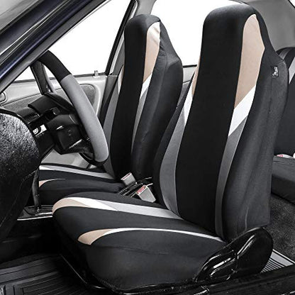 FH Group Supreme Modernistic Full Set Car Seat Covers (Beige) Gift - Universal Fir for Cars, Trucks & SUVs - color: Beige, style: Full Set+Steering Wheel Cover