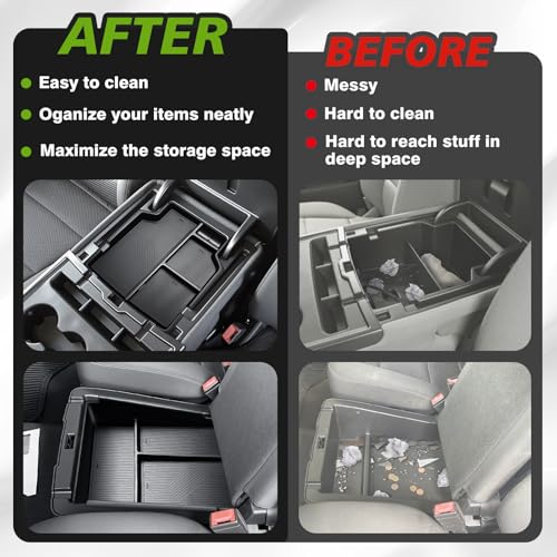 Center Console Organizer Fits for 2014-2019 Chevy Silverado/GMC Sierra 1500 Accessories Underseat Storage Insert Box Console Armrest Divider(Jump Seat ONLY) - 2PCS, Upper & Lower - size: 2014-2019 Silverado 1500 Upper & Lower (Jump Seat)
