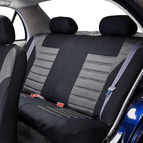 FH Group Full Set 3D Air Mesh Car Seat Covers - Universal Fit, Low Back Seat Cover, Airbag Compatible, Split Bench Rear Seat, Washable Seat Cover for SUV, Sedan, Gray - color: Gray, style: Full Set