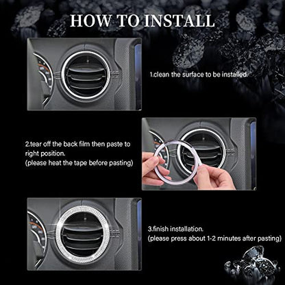 LECART Glitter Air Vent Outlet Cover Fit for Jeep Wrangler JL JLU Gladiator JT JTU 2020 2021 2022 2023 2024 2025 Car Interior Metal Stickers 4 Pack