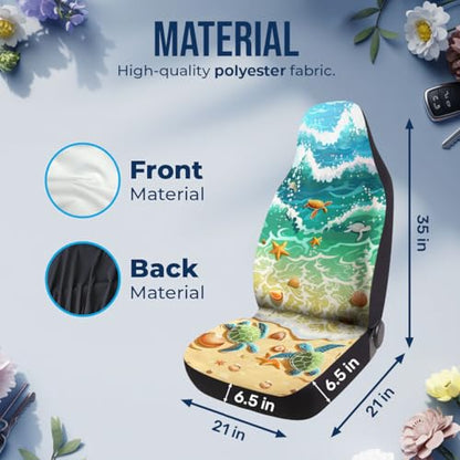 GENANY Hawaiian Car Seat Covers Set of 2, Turtle Breathable Front Seat Covers for Truck Sedan SUV, Beach Themed Car Accessories, Turtle Gift for Women Men - color: Hawaiian Themed