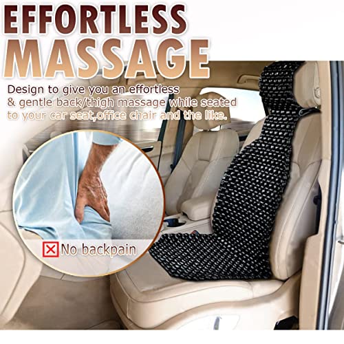Beaded Seat Cushion Car Driver Seat Cover with Durable & Double Strung Natural Wood Beads- Cooling Comfort Ventilated Massaging Support Cushion for Auto Cars- 2 Pack Black - color: 2 Pack Black